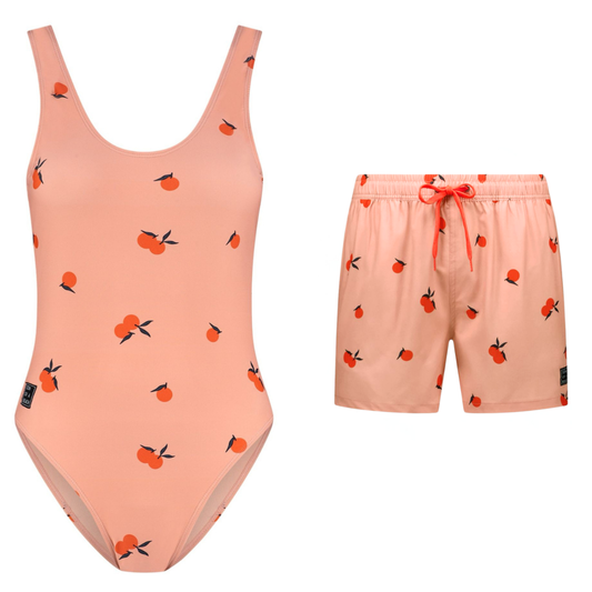 Orange, Orange, Mother and son swimsuit/swimming trunks