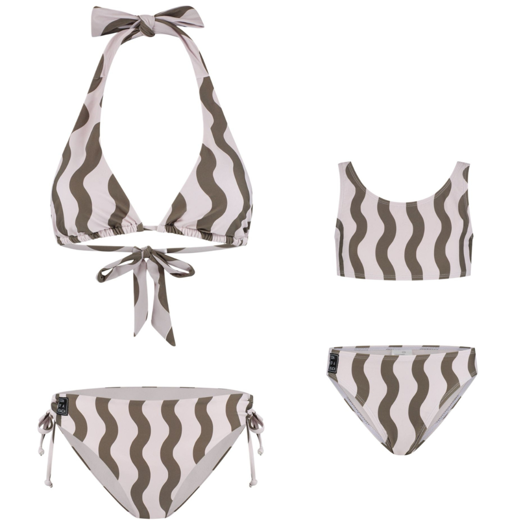 Striped, Wavy Green, Mother and Daughter Bikinis