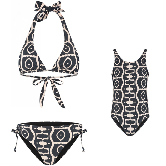 Abstract, Black, Mother and daughter bikini/swimsuit