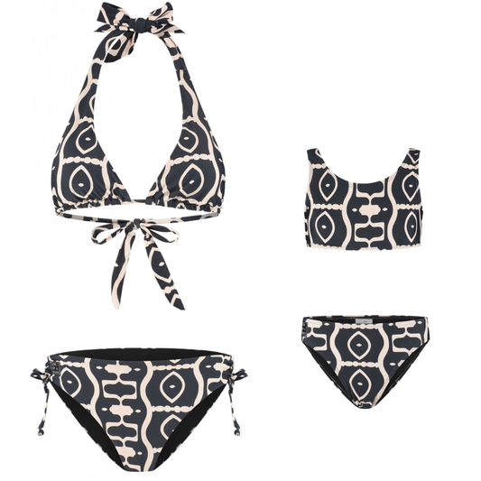 Abstract, Black, Mother and daughter bikinis