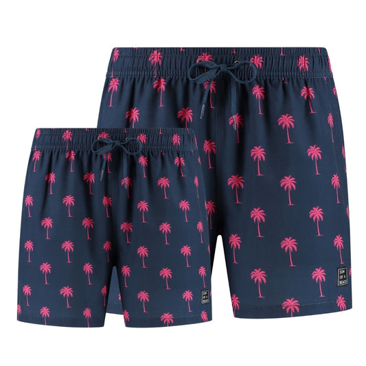 Palm Tree, Blue, Father and Son swim shorts