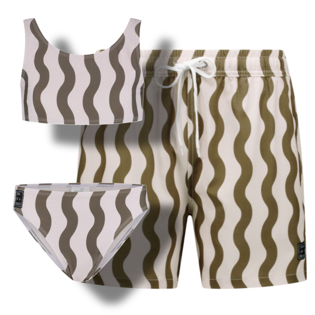 Smiley, Blue, Father and daughter swim trunks/bikini