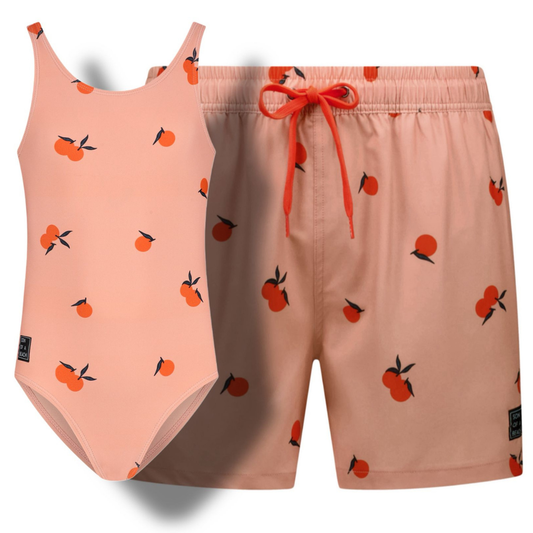 Orange, Orange, Father and daughter swimwear