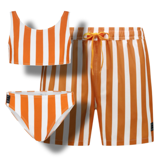 Smiley, Blue, Father and daughter swim trunks/bikini