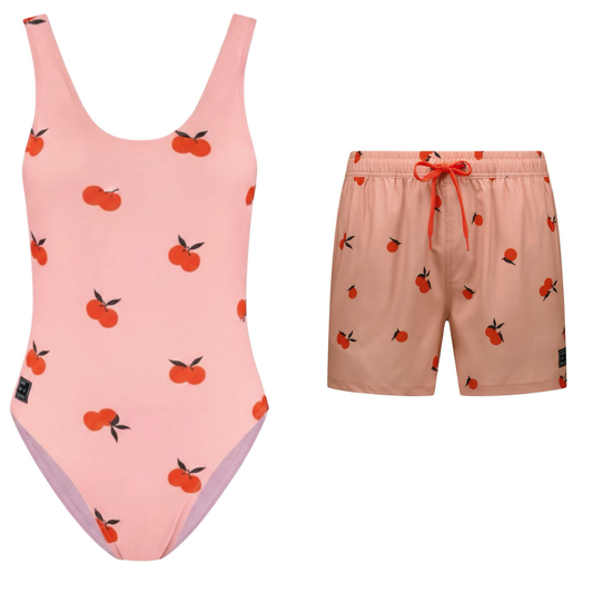 Orange, Orange, Mother and son swimsuit/swimming trunks