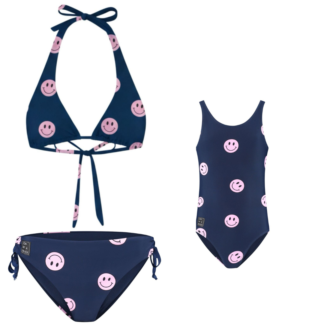 Smiley, Blue, Mother and daughter bikini/swimsuit
