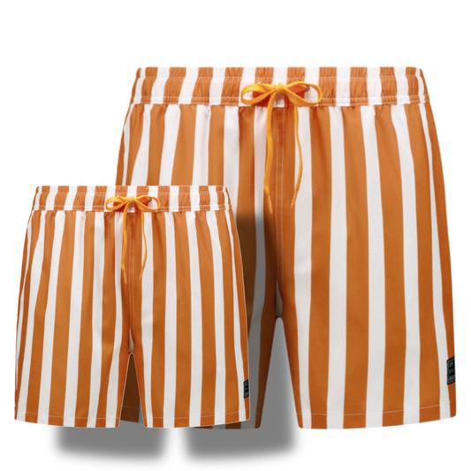 Striped, Brown, Father and son swim shorts