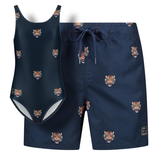 Tiger Head, Father and Daughter Swimwear