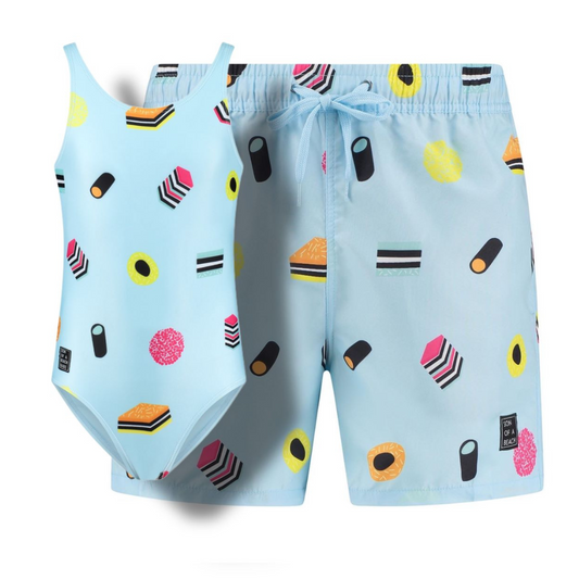English licorice, Father and daughter swimwear