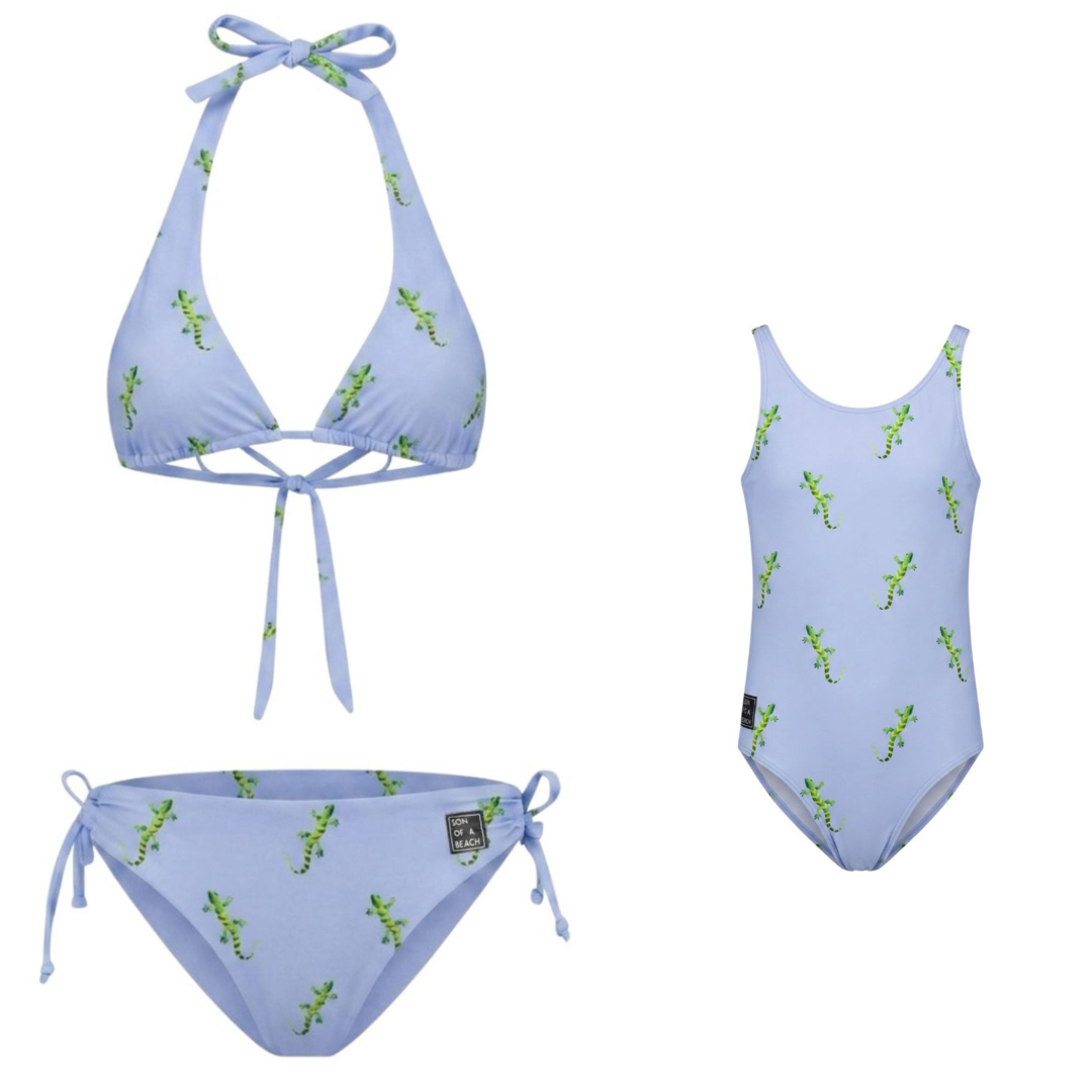 Gecko, Blue, Mother and daughter bikini/swimsuit