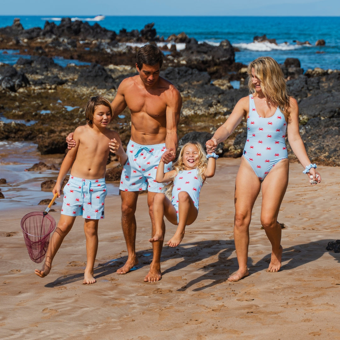 Crab, Light blue, Father and daughter swimwear