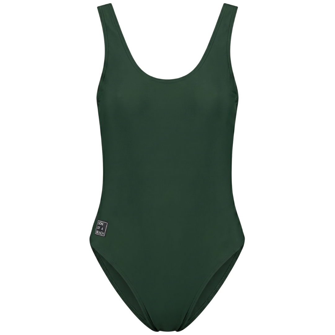 Solid, Dark green, Women's Swimsuit