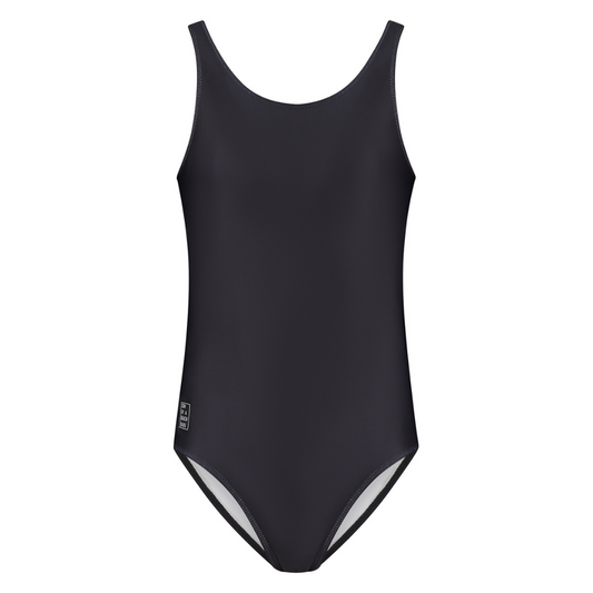 Solid, Black, Girls swimsuit
