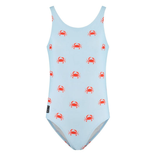 Crab, Light Blue, Girls Swimsuit
