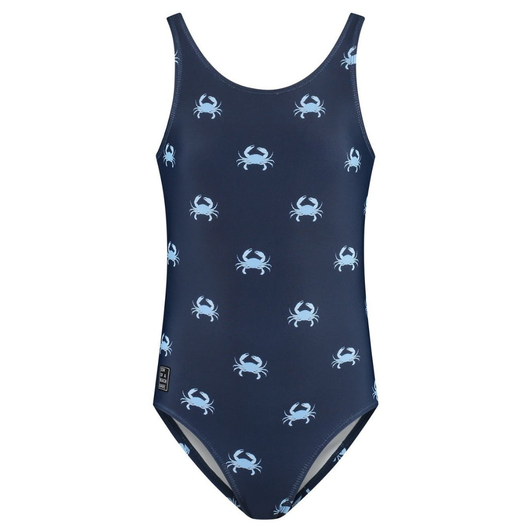 Crab, Blue, Girls swimsuit