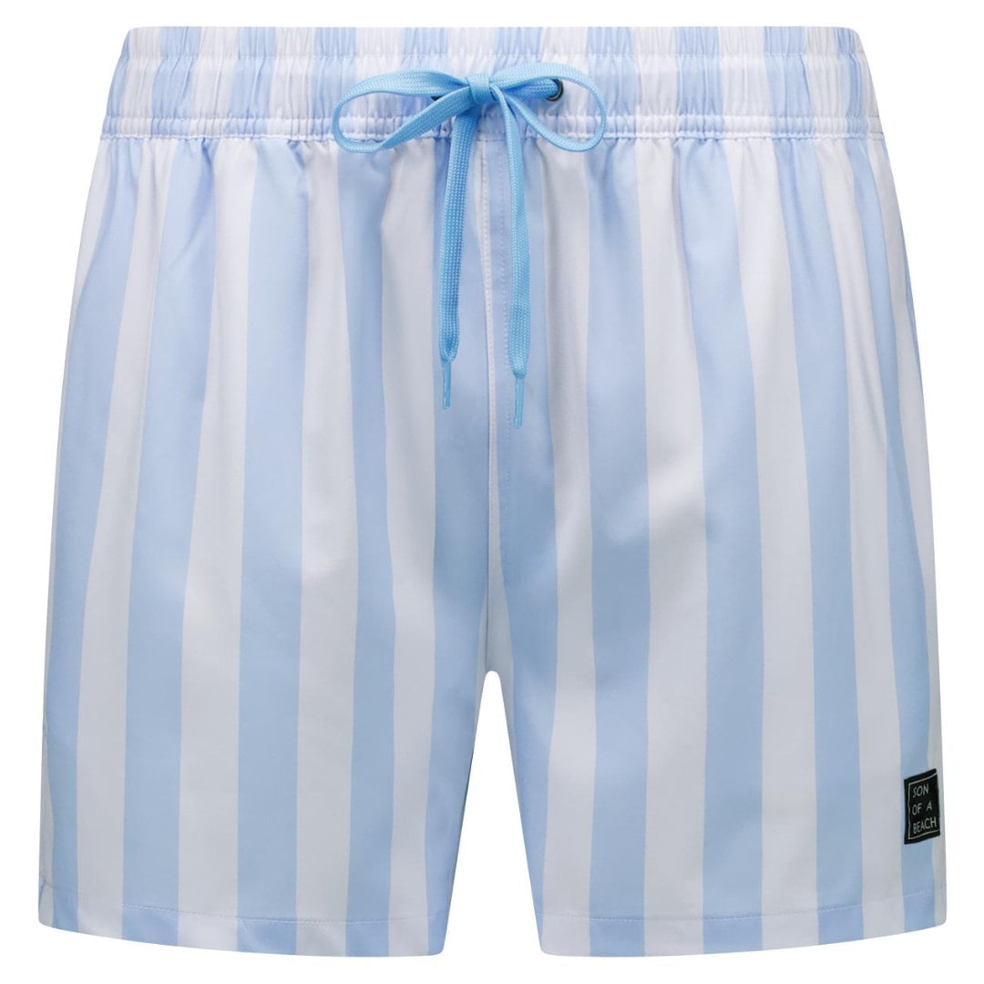 Faded-Striped, Light Blue, Boys Swim Shorts
