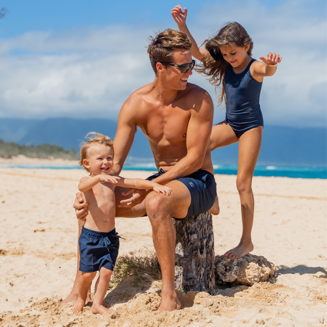 Solid, Blue, Father and son swim shorts