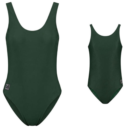 Solid, Dark green, Mother and daughter swimsuit