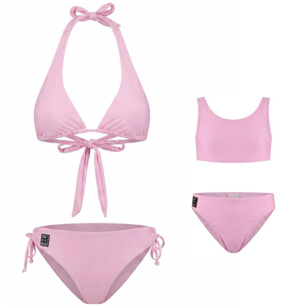 Solid, Pink, Mother and daughter bikinis