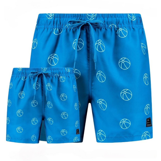 Beachball, Blue, Father and son swim trunks