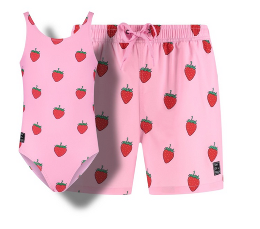 Strawberry, Father and daughter swimwear