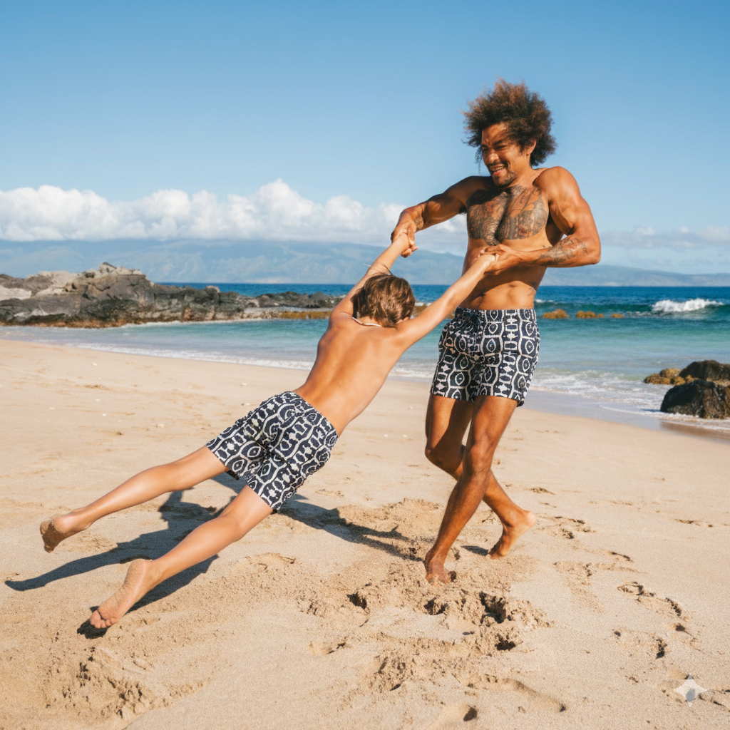 Abstract, Black, Boys swim trunks
