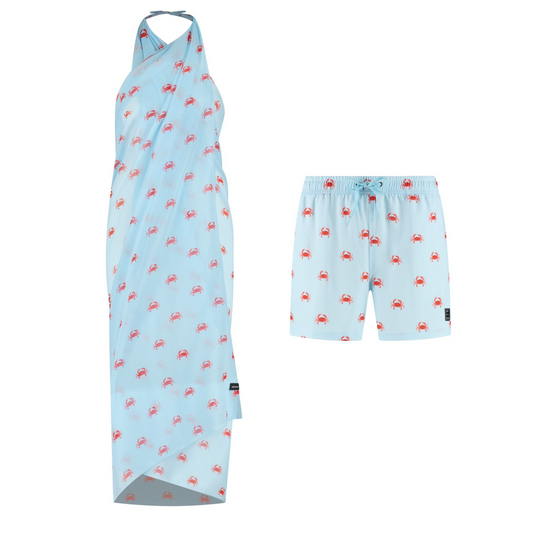 Crab, Light blue, Mother and son swimwear