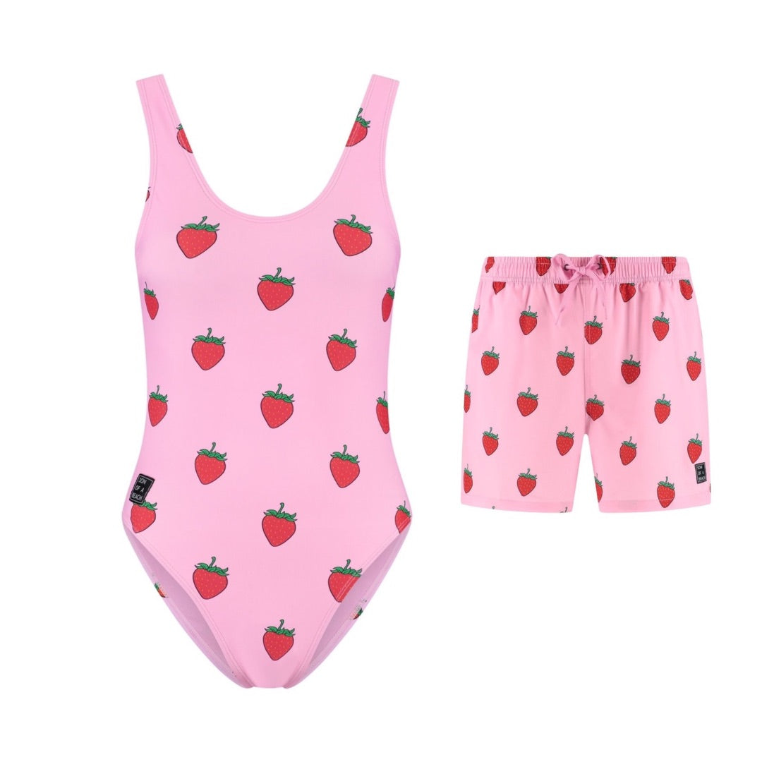 Strawberry, Mother and son swimsuit/swimming trunks