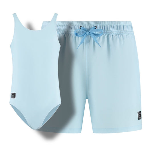 Solid, Light Blue, Father and Daughter Swimwear