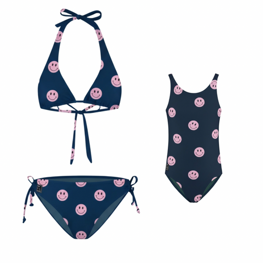 Smiley, Blue, Mother and daughter bikini/swimsuit