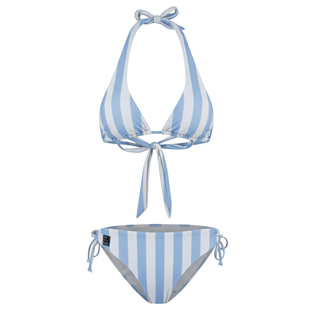 Faded-Striped, Light Blue, Women's Bikini