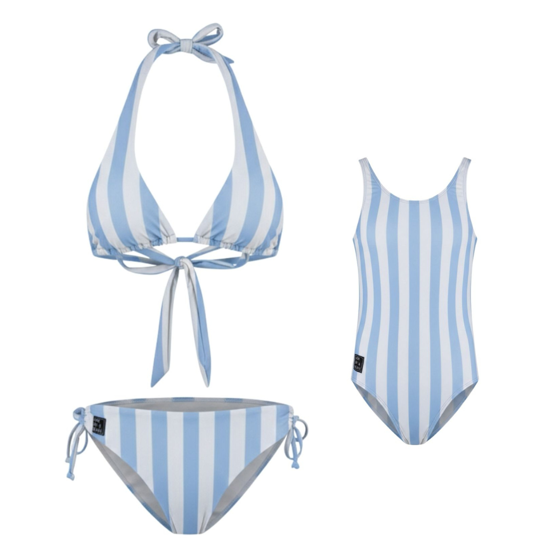 Faded-Striped, Light Blue, Mother and Daughter Bikini/Swimsuit
