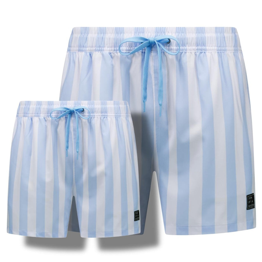 Faded-Striped, Light Blue, Father and Son swim shorts