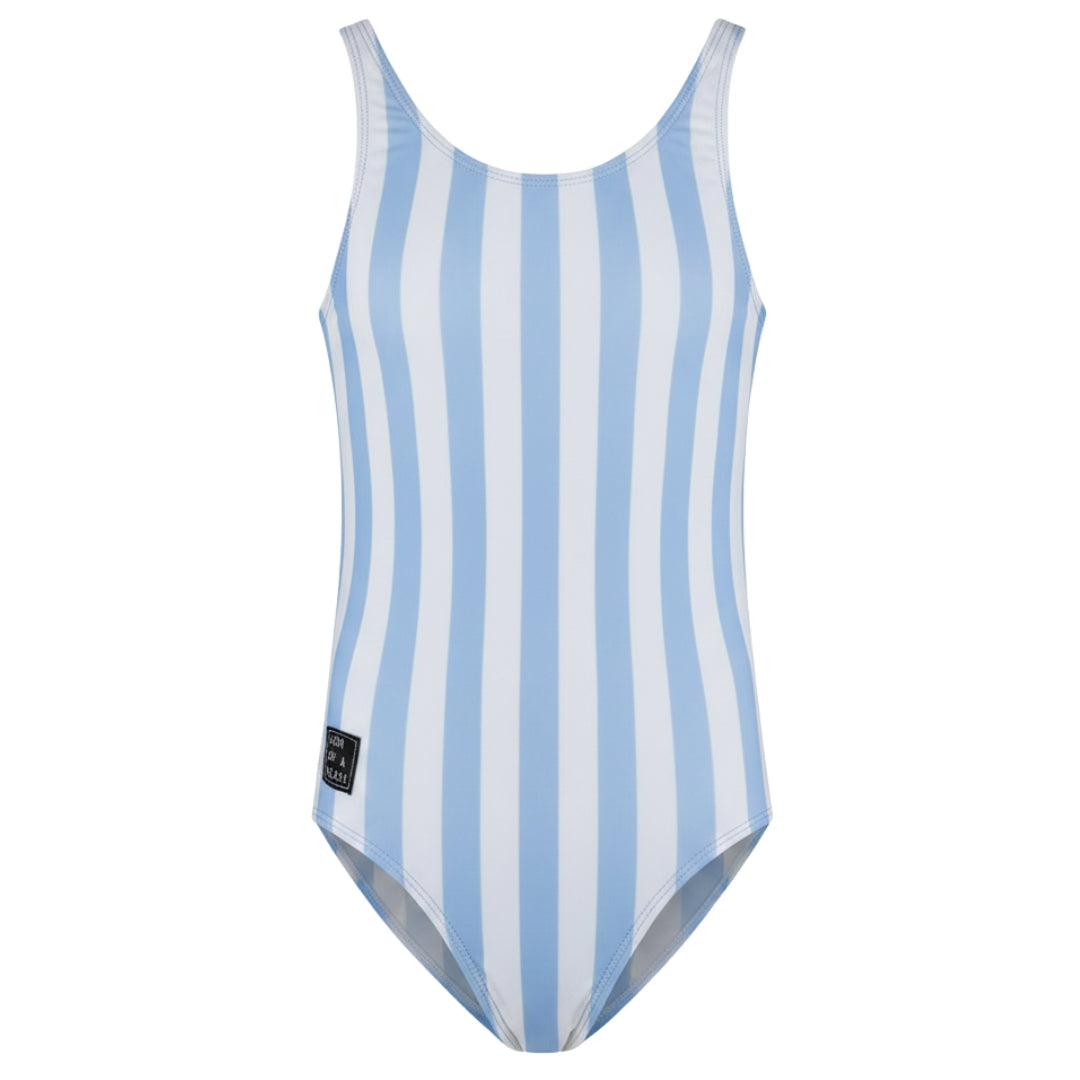 Faded-Striped, Light Blue, Girls swimsuit