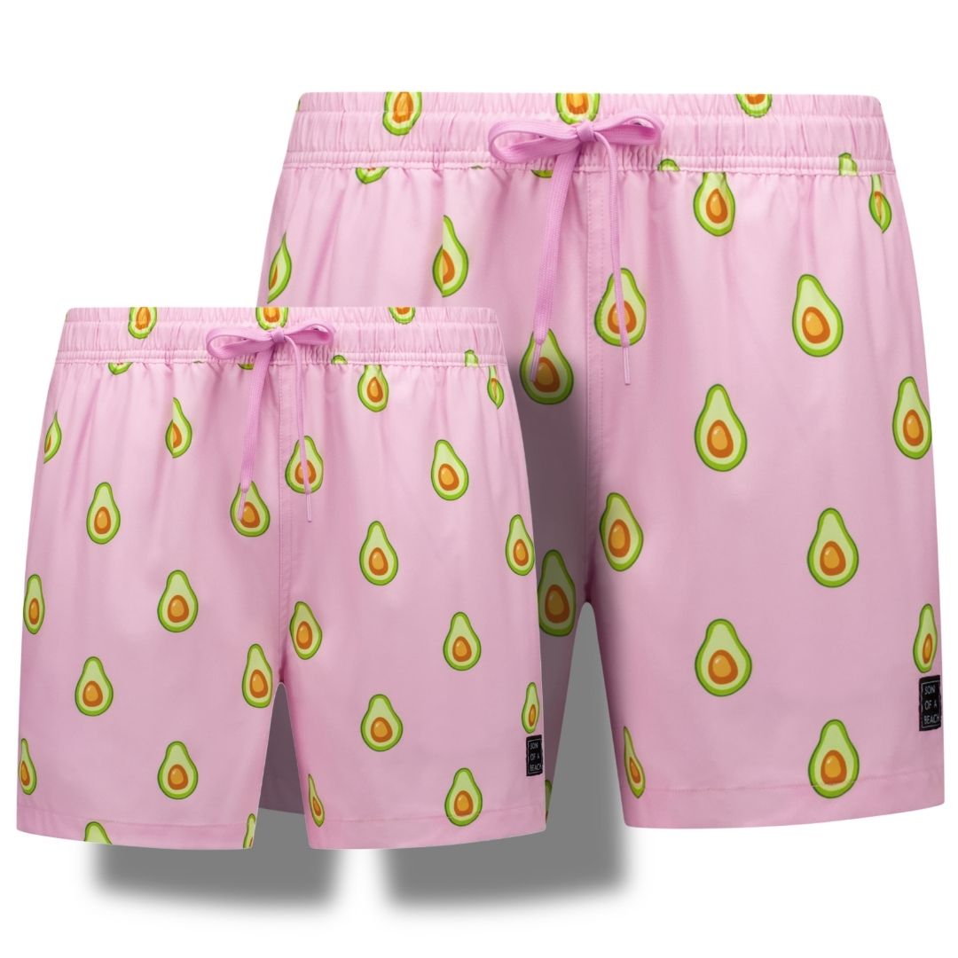 Avocado, Pink, Father and son swim shorts