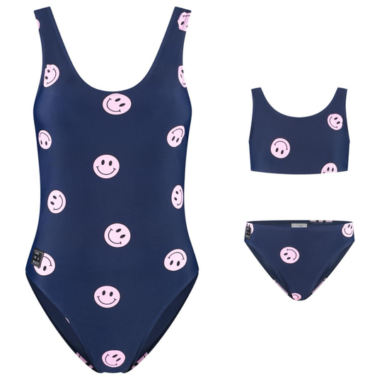Smiley, Blue, Mother and daughter swimsuit/bikini