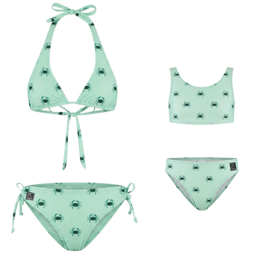 Crab, Green, Mother and daughter bikinis