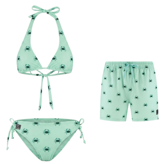 Crab, Green, Mother and son bikini/swimming trunks